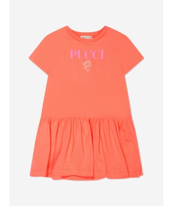 Pucci Girls Logo Jersey Dress in Orange basket pas cher