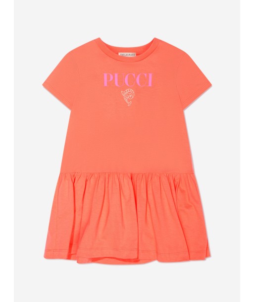 Pucci Girls Logo Jersey Dress in Orange basket pas cher