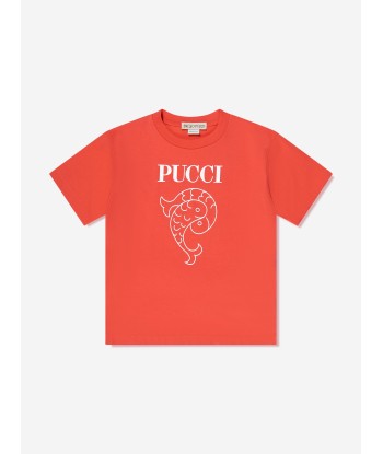 Pucci Kids Logo Print T-Shirt in Red shop