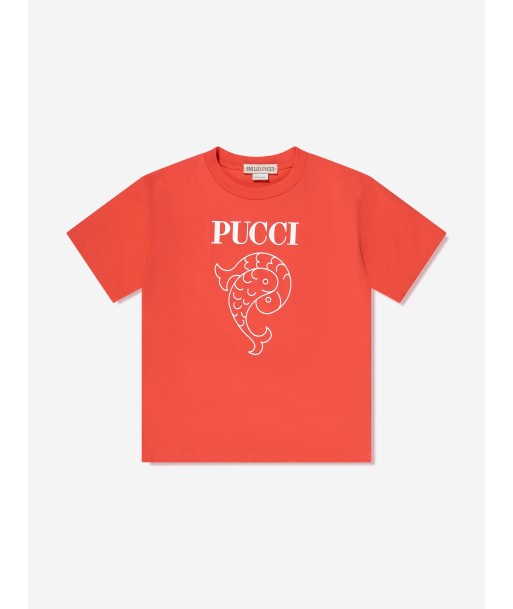 Pucci Kids Logo Print T-Shirt in Red shop