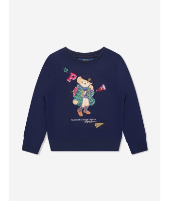 Ralph Lauren Girls Bear Sweatshirt in Navy Livraison rapide