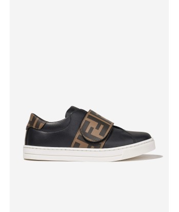 Fendi Kids Leather FF Logo Trainers in Black Découvrez la collection