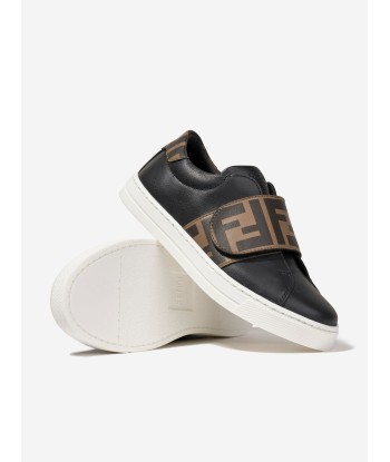 Fendi Kids Leather FF Logo Trainers in Black Découvrez la collection