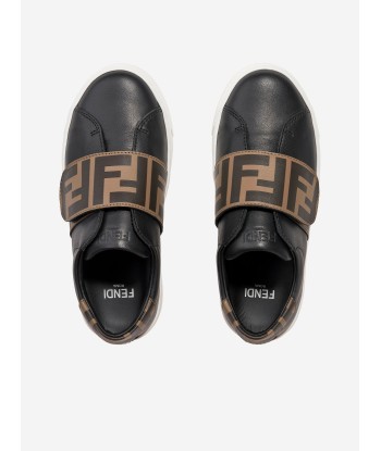 Fendi Kids Leather FF Logo Trainers in Black Découvrez la collection