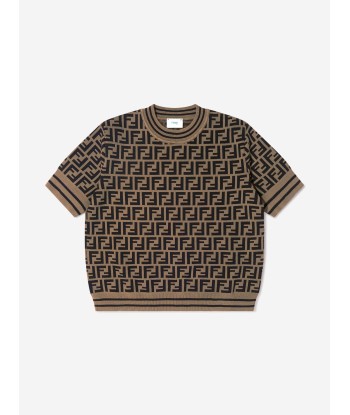 Fendi Girls FF Logo Knitted Top in Brown Vous souhaitez 