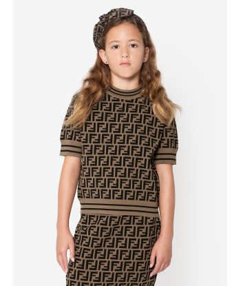 Fendi Girls FF Logo Knitted Top in Brown Vous souhaitez 