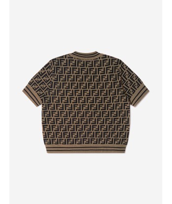 Fendi Girls FF Logo Knitted Top in Brown Vous souhaitez 