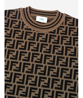 Fendi Girls FF Logo Knitted Top in Brown Vous souhaitez 