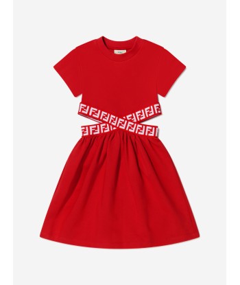 Fendi Girls FF Logo-tape Cut Out Dress Livraison rapide