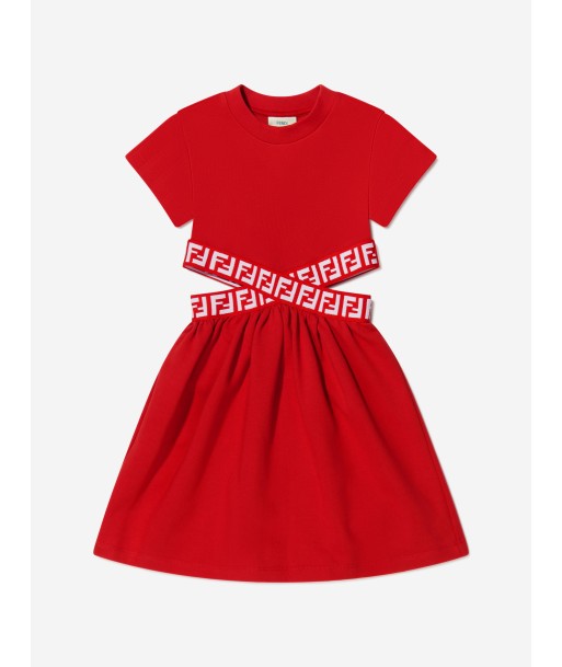 Fendi Girls FF Logo-tape Cut Out Dress Livraison rapide