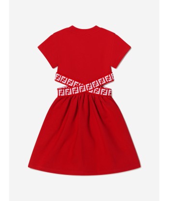 Fendi Girls FF Logo-tape Cut Out Dress Livraison rapide