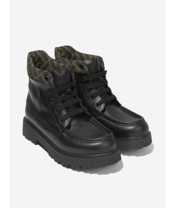 Fendi Kids Leather FF Logo Boots de la marque