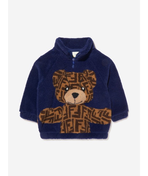 Fendi Kids Teddy Half-zip Sweatshirt pas cher