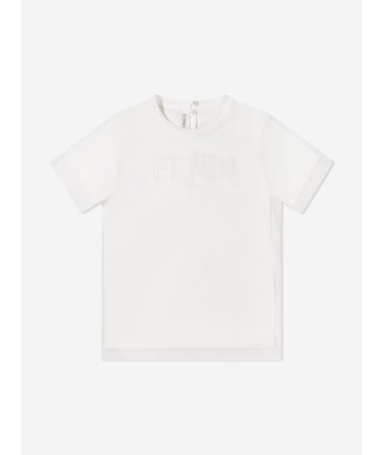 Fendi Girls Mesh Overlay T-Shirt pas chere