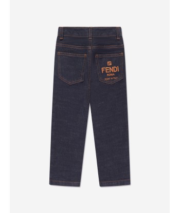 Fendi Girls Slim Fit Jeans in Blue soldes