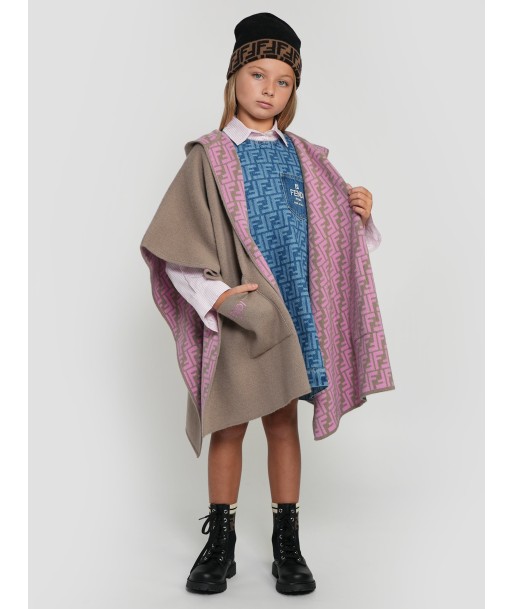 Fendi Girls Wool And Cashmere Reversible Cape in Grey ouvre sa boutique