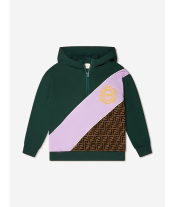 Fendi Kids Half Zip Emblem Logo Hoodie Véritable concentré