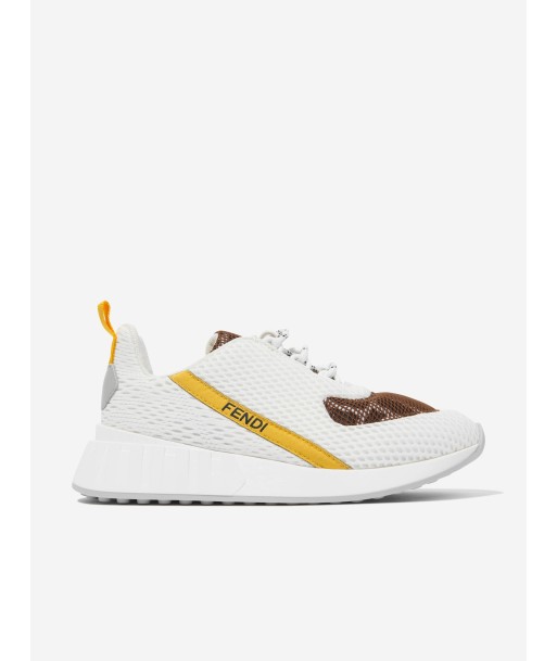 Fendi Kids Mesh FF Logo Trainers in White de l' environnement