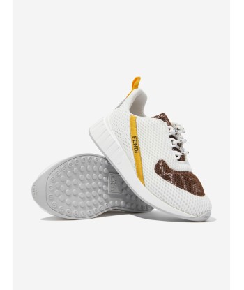 Fendi Kids Mesh FF Logo Trainers in White de l' environnement