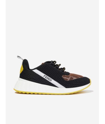 Fendi Kids Mesh FF Logo Trainers in Black france