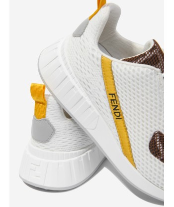 Fendi Kids Mesh FF Logo Trainers in White de l' environnement