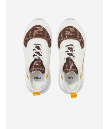 Fendi Kids Mesh FF Logo Trainers in White de l' environnement