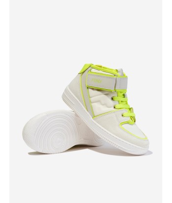 Fendi Kids Leather Logo Trainers in Ivory du meilleur 