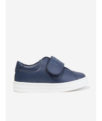 Fendi Kids Leather Logo Trainers in Navy france