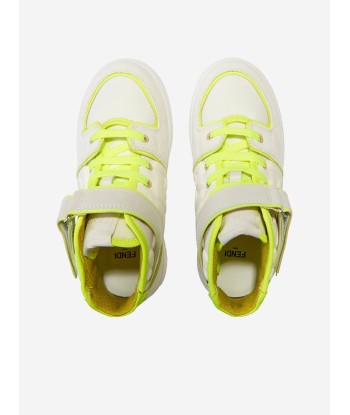 Fendi Kids Leather Logo Trainers in Ivory du meilleur 