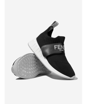 Fendi Kids Logo Slip On Trainers in Black Les êtres humains sont 