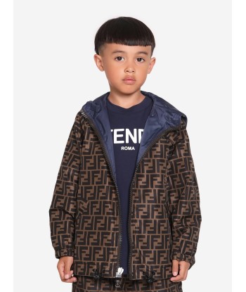 Fendi Kids Reversible K-Way Jacket in Blue Les magasins à Paris et en Île-de-France