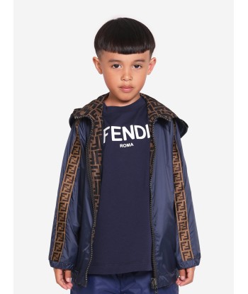 Fendi Kids Reversible K-Way Jacket in Blue Les magasins à Paris et en Île-de-France