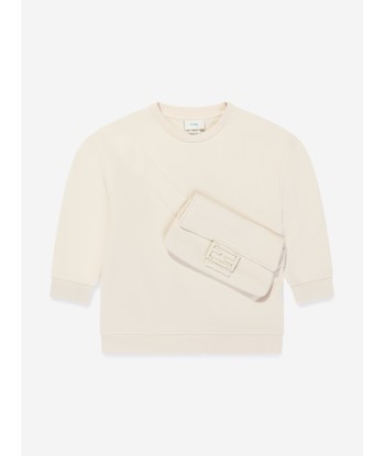 Fendi Kids Baguette Bag Sweatshirt in Beige de pas cher