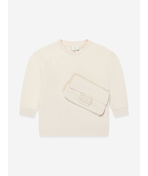 Fendi Kids Baguette Bag Sweatshirt in Beige de pas cher