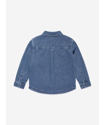 Fendi Kids FF Logo Denim Overshirt in Blue rembourrage situé sous