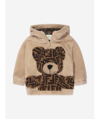 Fendi Kids Wool Bear Hoodie in Beige livraison gratuite