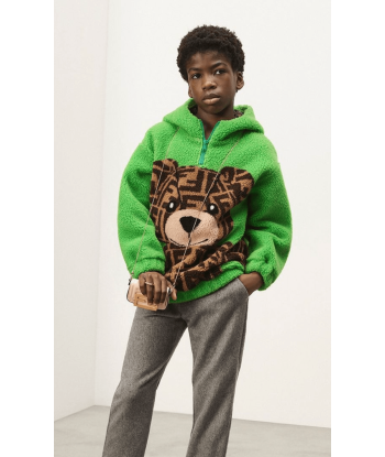 Fendi Kids Wool Bear Hoodie in Green pas cheres