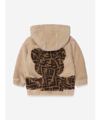 Fendi Kids Wool Bear Hoodie in Beige livraison gratuite