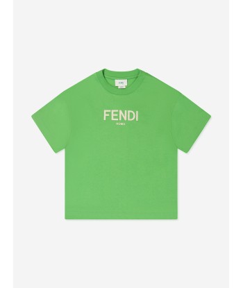 Fendi Kids Logo T-Shirt in Green acheter