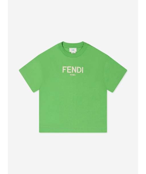 Fendi Kids Logo T-Shirt in Green acheter