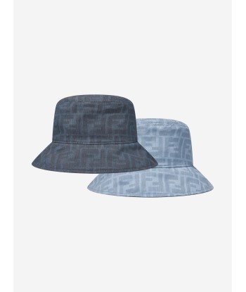 Fendi Kids Reversible FF Logo Bucket Hat in Blue JUSQU'A -70%! 