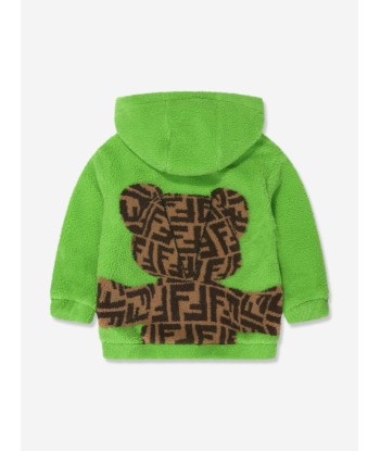 Fendi Kids Wool Bear Hoodie in Green pas cheres