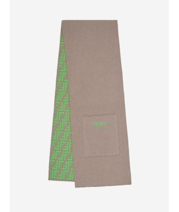 Fendi Kids Reversible FF Logo Scarf in Beige Pour