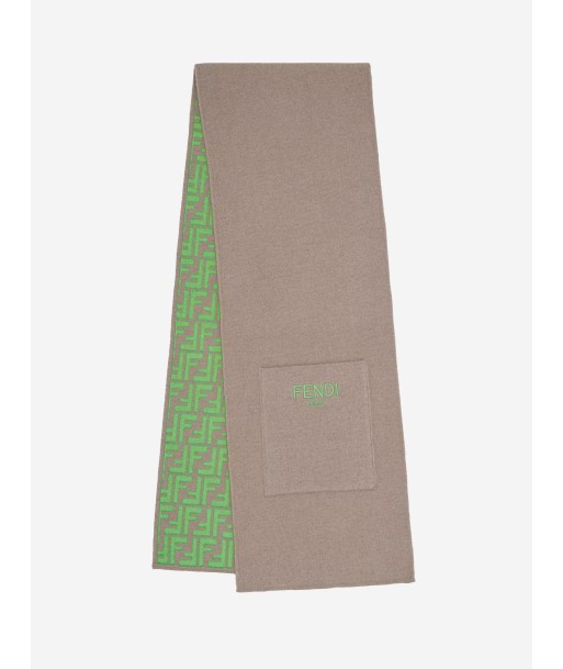 Fendi Kids Reversible FF Logo Scarf in Beige Pour