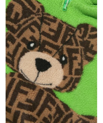 Fendi Kids Wool Bear Hoodie in Green pas cheres