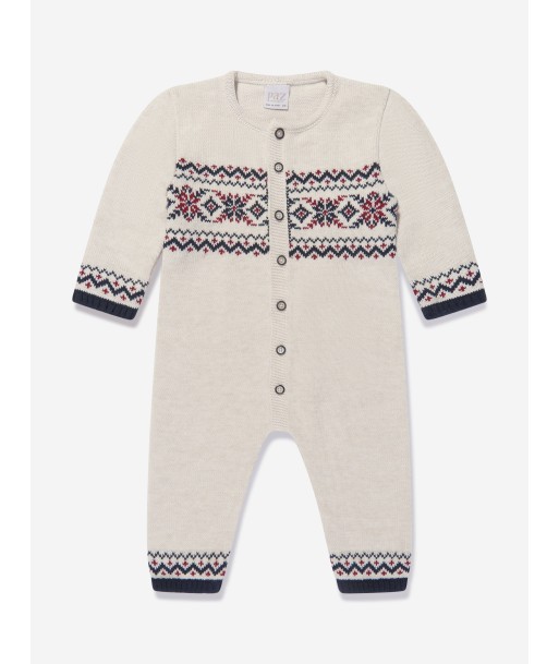 Paz Rodriguez Baby Knitted Romper in Beige le des métaux précieux