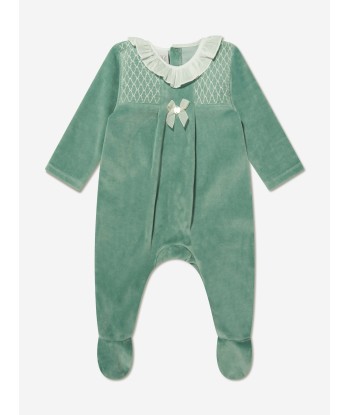 Paz Rodriguez Baby Girls Velour Babygrow in Green online