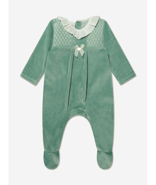 Paz Rodriguez Baby Girls Velour Babygrow in Green online