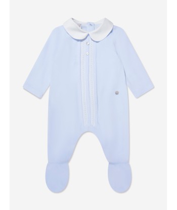 Paz Rodriguez Baby Boys Velour Babygrow in Blue la livraison gratuite