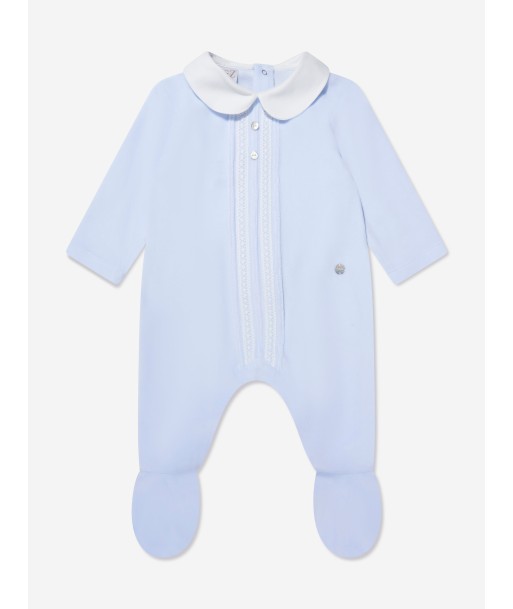 Paz Rodriguez Baby Boys Velour Babygrow in Blue la livraison gratuite